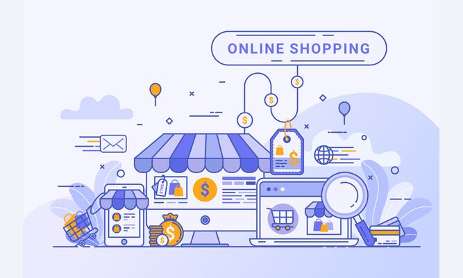 Online Shopping - Digital Commerce Illustration